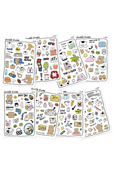 Choice 8 أوراق 8 أوراق ملصق جوكا "الدب الصغير يلتقي القط" دليل DIY لتزيين جرا...