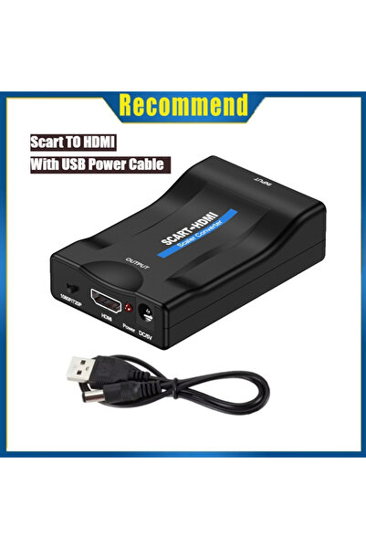 Choice مع كابل USB، محول صوت وفيديو 1080P متوافق مع SCART إلى HDMI مع كابل USB f