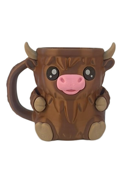 Choice5 A 3D Printed Highland Cow Ice Pint Holder with Antifreeze Handle Snac...