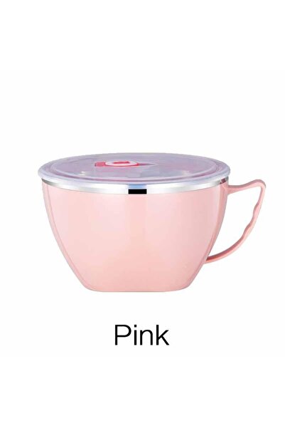 Choice Pink Portable Stainless Steel with Lid Instant Noodle Bowl Double Insu...