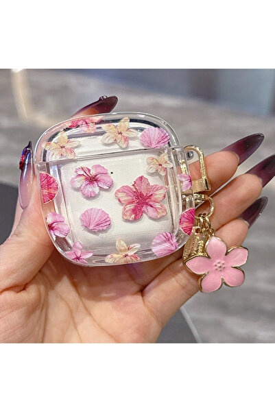 Choice جراب ناعم منقوش بزهرة زرقاء ربيعية منعشة لسماعات AirPods 3 و4، غطاء حم...