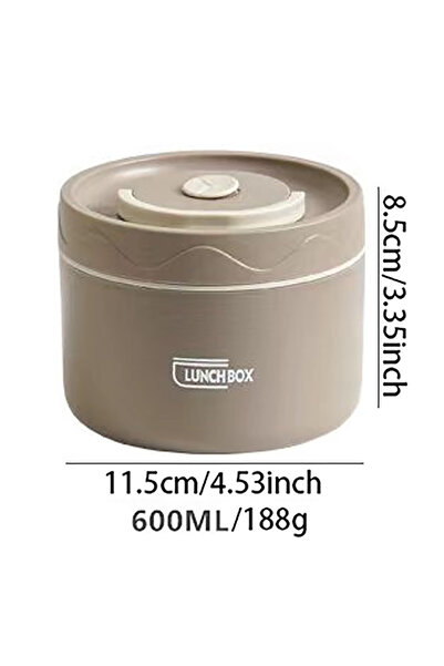 Choice 1pc 600ml khaki 304 Stainless Steel Insulated Lunch Box with Storage B...