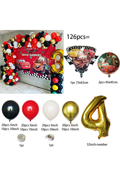 Disney كما هو موضح، رقم 4، مجموعة بالونات سيارات لايتنينج ماكوين مكونة من 126 قطعة، لوازم حفلات استقبال المولود الجديد، حفلات أعياد الميلاد