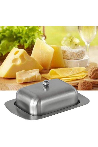 Choice 1Pcs 7 Inch Butter Dish Solid Stainless Steel Butter Dish Cheese Container Butter Storage Box Tray w