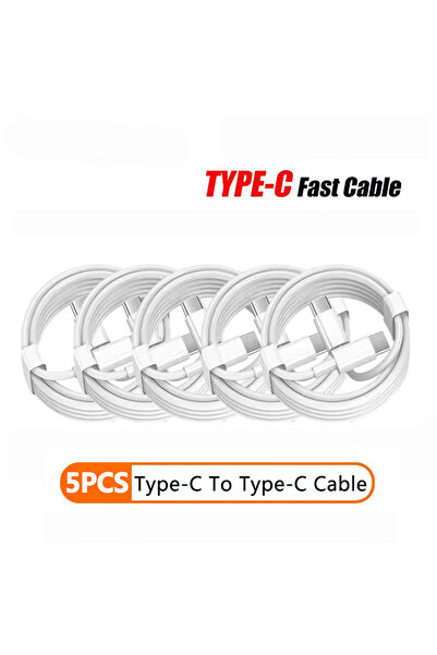 Choice كابل شحن سريع من النوع C إلى النوع C PD، أبيض اللون، بطول 2 متر، 5 قطع...