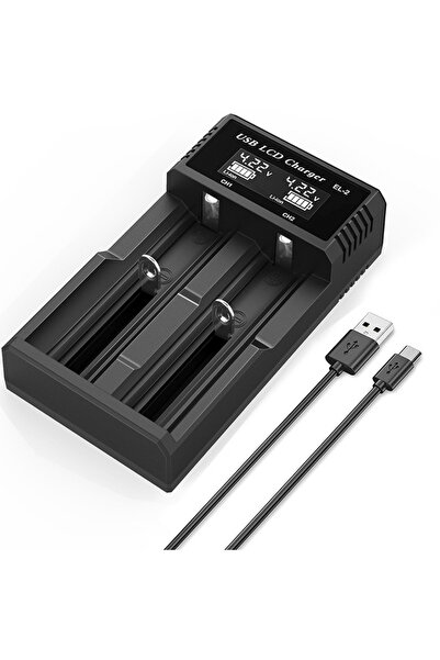 choice2 شاحن بطارية ذكي مزود بفتحتين USB وشاشة LCD وفتحة واحدة وأربع فتحات مز...