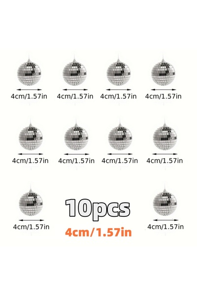 Choice 4 سم 10 قطع 10 قطع زينة كرة ديسكو صغيرة من الزجاج العاكس الفضي لحفلة د...