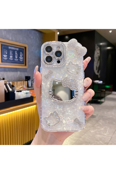 Miniso For iPhone 13 B Makeup Mirror 3D Cute Cartoon Sanrio Hello Kitty Glitt...