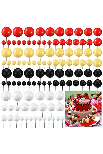 Choice زينة كعكة من الكرات باللون الأسود والأحمر مكونة من 108 قطعة، زينة كب ك...
