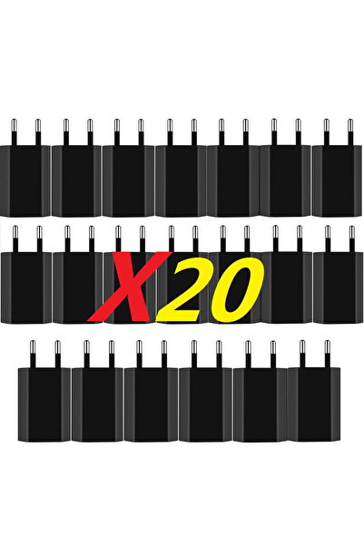 Choice 20 قطعة شاحن أسود 20 قطعة شاحن سفر حائطي عالمي 5 فولت 1 أمبير USB محول...
