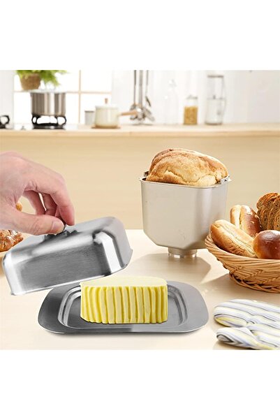 Choice 1Pcs 7 Inch Butter Dish Solid Stainless Steel Butter Dish Cheese Container Butter Storage Box Tray w