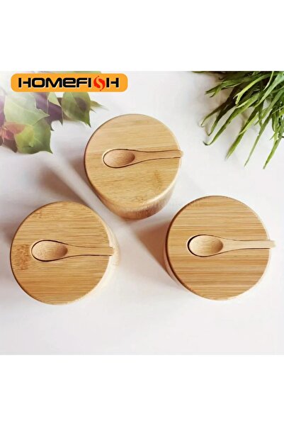 Choice Salt Seasoning Jars Pepper Jar Bamboo Condiment Box Bowl Storage Pot Set Wood Sugar Container Hol...