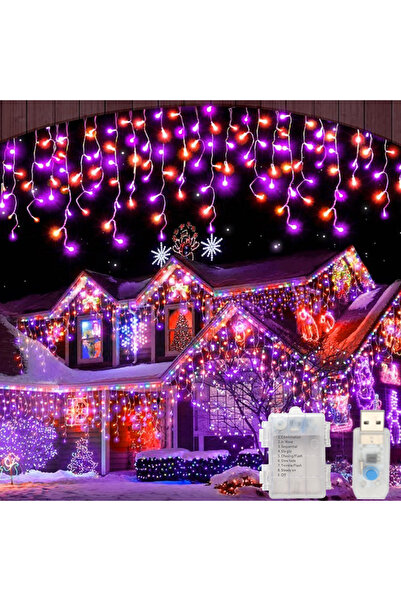 Choice صندوق بطارية 3.5 متر 105 مصباح ليد بنفسجي وبرتقالي 3.5 متر 105 مصباح ليد سلسلة أضواء الهالوين تعمل بالبطارية USB P