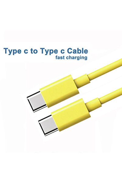 Choice كابل USB C إلى USB Type C أصفر بطول 1 متر، 60 واط، للشحن السريع ونقل ا...