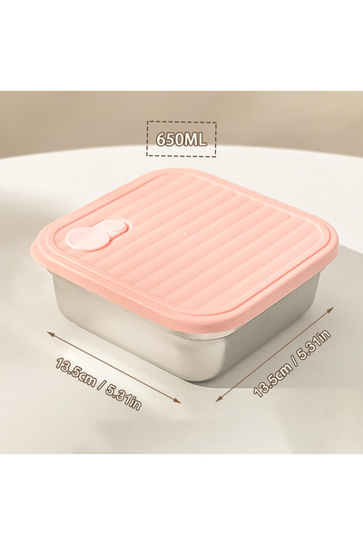 WORTHBUY صندوق غداء وردي اللون سعة 650 مل مصنوع من الفولاذ المقاوم للصدأ 304 ...