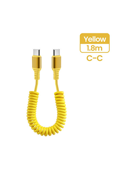 Choice كابل بيانات سيارة أصفر بطول 1.8 متر، بقدرة 66 واط، قابل للتمديد، من نو...
