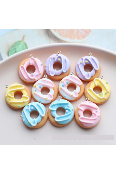 Choice 10pcs mix 10Pcs Kawaii Color Donut Resin Pendant DIY Crafts Cute Hollo...