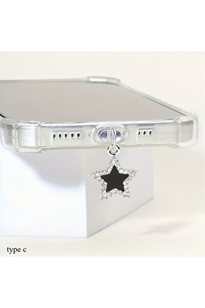 Choice سدادة غبار على شكل نجمة سوداء لامعة من النوع C، سدادة شحن أنيقة من الن...