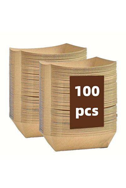 Choice 100 قطعة من صواني الطعام المصنوعة من ورق الكرافت، صواني قوارب الطعام ش...