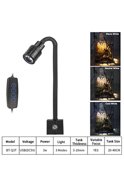 Choice1 BT-Q3T مصباح LED فائق النحافة بتكبير متغير لحوض السمك وإضاءة النباتات...