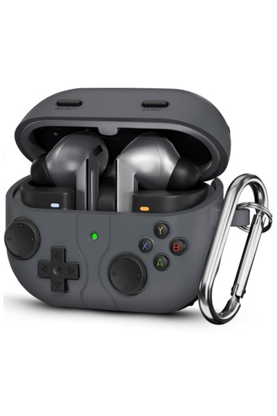 Choice جراب أسود لسماعات Galaxy Buds 3 (بودز 3/بودز 3 برو) مع طقم تنظيف، بتصميم كرتوني لطيف ومرح مستوحى من ألعاب الفيديو