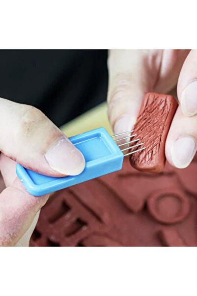 Choice Blue Five-Prong Steel Brush, Pottery Tool for Clay Shaping, Texture Br...