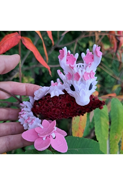 Choice Pink Vibrant 3D Printed Cherry Blossom Dragon Statue - Colorful and Co...