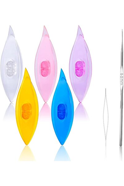 Choice 5 قطع من مكوك التطريز البلاستيكي مع إبر خرز وخطافات كروشيه وإبر حياكة وإبر ذات عيون كبيرة