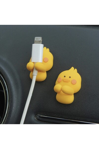 Choice Yellow 2Pcs Creative Cartoon Strong Backing Adhesive Mobile Phone Data Organizer Charging Headphone