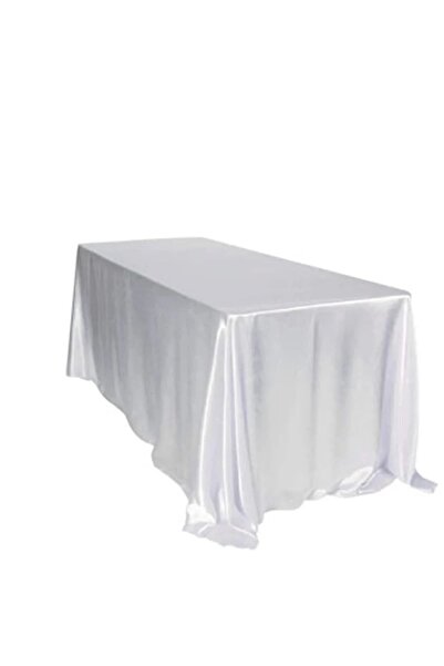 Choice مفرش طاولة مستطيل أبيض من الساتان مقاس 145×250 سم، مفرش طاولة أبيض لحفلات الزفاف وحفلات استقبال المولود وحفلات الميلاد