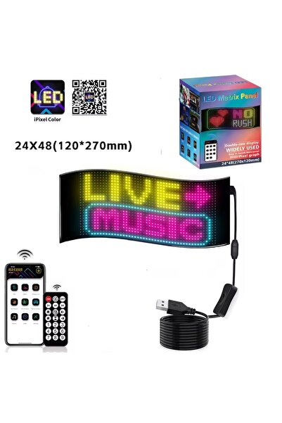 Choice لوحة مصفوفة LED ذكية 24 × 48 مصباح LED، قابلة للتمرير، ساطعة، إعلانية، USB 5 فولت، تطبيق بلوتوث، يتم التحكم فيها عن بُعد