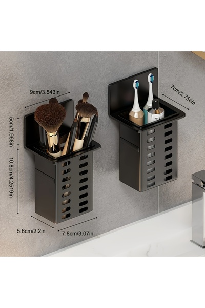 Choice حامل معجون أسنان وحامل فرشاة أسنان، صندوق تخزين مثبت على الحائط لمستلزمات الحمام، محمول