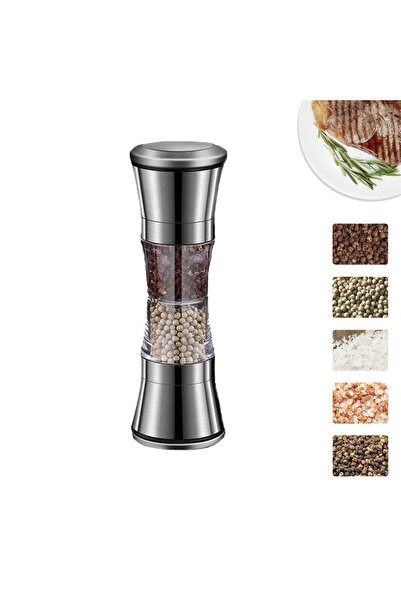 Choice مطحنة ملح فلفل قابلة للتعديل 2 في 1 من MY-YMQ-2IN1 - مطحنة يدوية من الفولاذ المقاوم للصدأ مع مقبض مزدوج