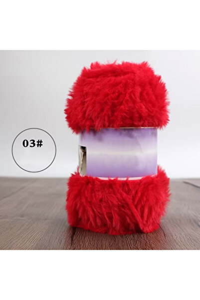 Choice 03 خيوط صوف صناعي من الفرو الأحمر الكبير 200 غرام لحياكة النعال المصنو...