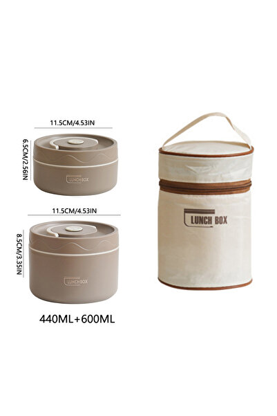 Choice 2pcs-Brown 304 Stainless Steel Insulated Lunch Box with Storage Bag Po...