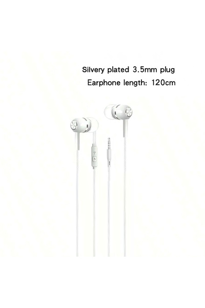 Choice سماعات أذن سلكية بيضاء مقاس 3.5 مم، 1-8 قطع، سماعات أذن سلكية مزودة بم...