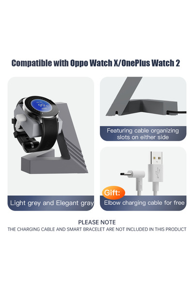 Choice حامل شحن ساعة رمادي مع كابل لساعة OPPO WatchX/Oneplus Watch2 الذكية وح...