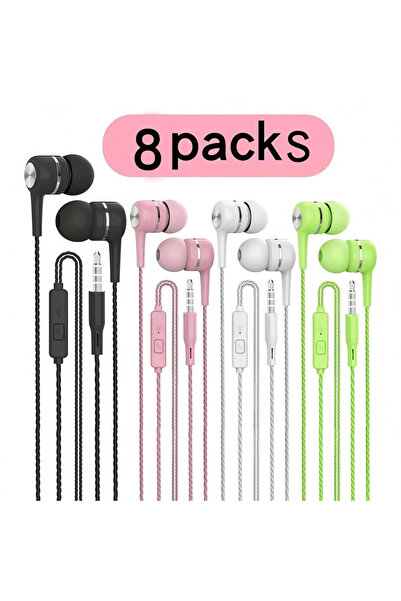 Choice 8 قطع 1-8 قطع سماعات رأس سلكية مقاس 3.5 مم داخل الأذن مع ميكروفون وسما...