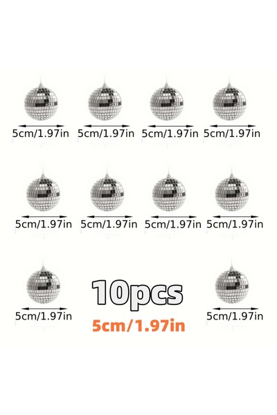Choice 5 سم 10 قطع 10 قطع زينة كرة ديسكو صغيرة من الزجاج العاكس الفضي لحفلة د...