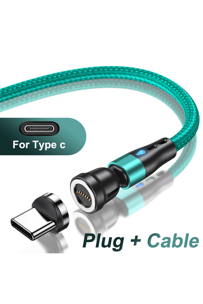 Choice كابل AUFU 7Pin 5A مغناطيسي من النوع C بطول 2 متر باللون الأخضر لهاتف P...