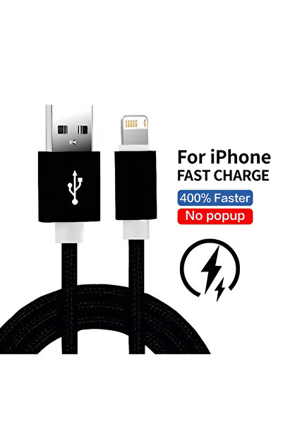 Choice كابل شحن USB أسود بطول 2 متر لهاتف iPhone 11 12 mini 13 14 Pro Max X X...