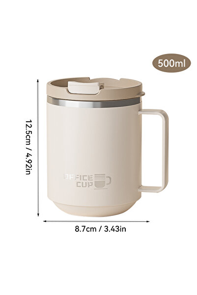 WORTHBUY كوب قهوة معزول مزدوج الجدار من الفولاذ المقاوم للصدأ 304، لون بيج، س...