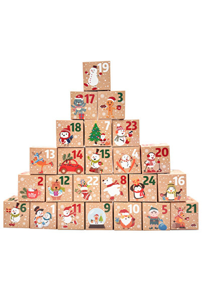 Choice Other Other 873-24pcs 24pcs Festive Christmas Advent Calendar Boxes,Square Paper Gift Boxes with Hol