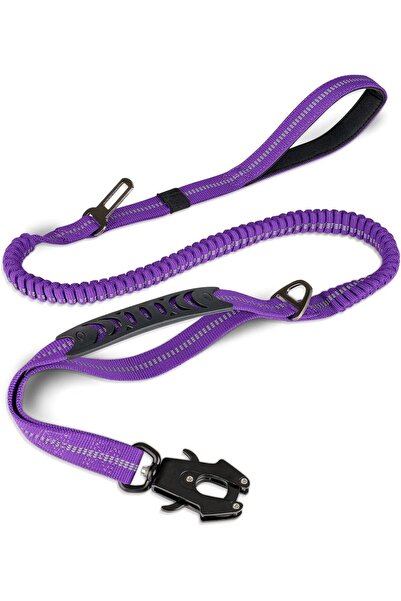 Choice طوق كلاب تكتيكي بنفسجي شديد التحمل، بطول 4-6 أقدام، مزود بحبل مطاطي ما...