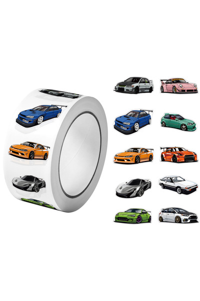 Choice RO094 1 لفة (500 قطعة) ملصقات سيارات رياضية صغيرة 2.5 سم/1.0 بوصة 10 تصاميم ملصقات DIY تزيين هدايا التغليف