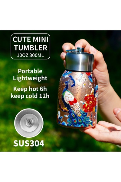 Choice زجاجة مياه معزولة أنيقة من الفولاذ المقاوم للصدأ سعة 300 مل بتصميم الط...