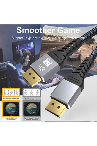 Choice كابل 3 متر 8K Displayport 1.4 كابل فيديو وصوت DP 2.0 165 هرتز لأجهزة الكمبيوتر الشخصية وأجهزة الكمبيوتر المحمولة وصناديق التلفزيون وأجهزة العرض PS4