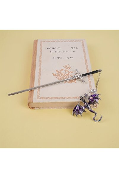 Choice Bj-Zs-005 قطعة واحدة فاصل كتاب من سبيكة معدنية على شكل سيف وتنين، هدية...