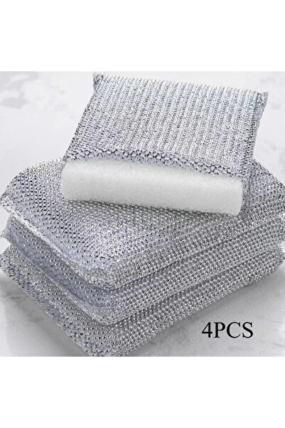 Choice silvery 4PCS 4PCS Scratch-Free Kitchen Sponges – Dishwashing Pads for Pots, Pans, Glass & Ceramic, W