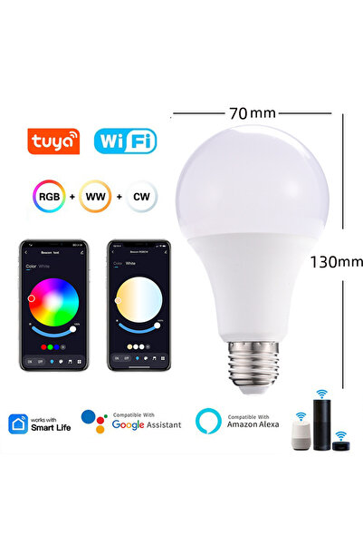 Choice مصباح ذكي 85-265 فولت 15 واط واي فاي تويا واي فاي/بلوتوث أليكسا ليد مص...